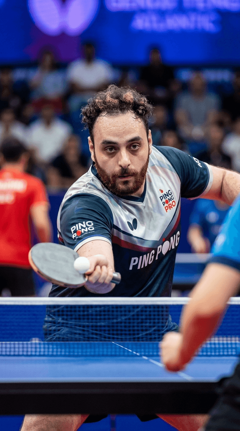 Hamza Ezzo coaching a table tennis session
